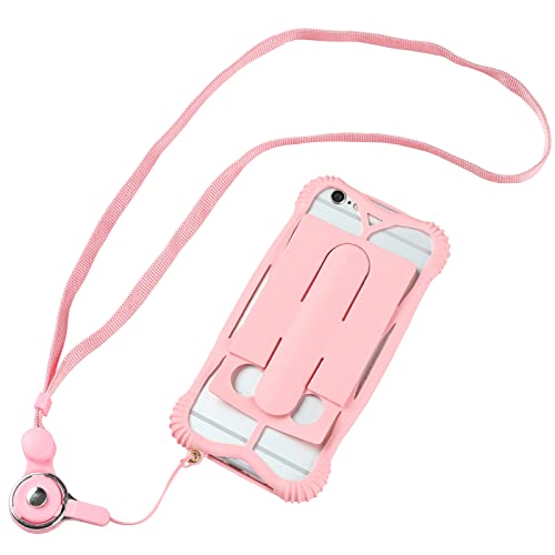 CalorMixs Universal Cell Phone Lanyard Holder Silicone Outer Cover Bumper with Neck Strap and Holder Stand Compatible with Mo