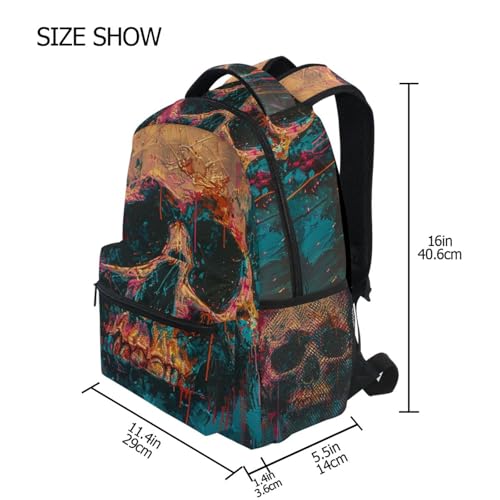Backpack Skull Gothic Closeup for School Girls Boys - Book Bag Laptop Travel Backpack Daypack S4