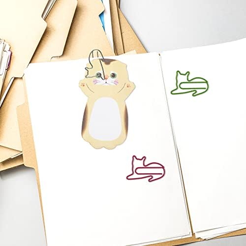 JustYit 240 Sheets Cute Animals Sticky Notes Cat Sticky Notes Sticky Notes Set Cat Shaped Paper Clips for Children School Supplies, Gifts for Pupils, Kids, Girls(8 Pack+ 12PCS Cat Paper Clip)