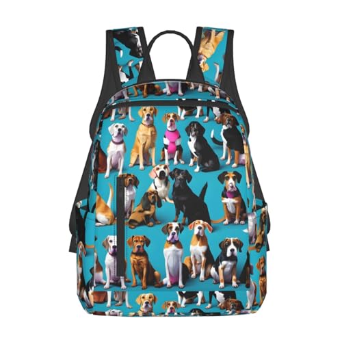 Sac à dos de voyage léger noir et blanc avec motifs imprimés beagle