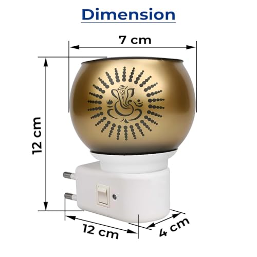 Image of Ganpati Kapoor Dani Night Lamp Multi Functional Essential Oil Camphor Burner for Fragrance /Aroma Diffuser for Home /Office /Room with Switch On /Off Button for Heating (Yellow)