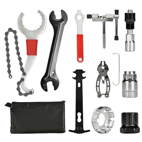 YDIAMEJ 10 Pcs Fahrrad Werkzeug Set, Fahrrad Kassette Removal Tool mit 3-in-1 Kassettenentferner Schlüssel Tretlager Werkzeug Kurbel Kettenbrecher Speichenschlüssel Nabenkonusschlüssel YDIAMEJ 10 Pcs Fahrrad Werkzeug Set, Fahrrad Kassette Removal Tool mit 3-in-1 Kassettenentferner Schlüssel Tretlager Werkzeug Kurbel Kettenbrecher Speichenschlüssel Nabenkonusschlüssel