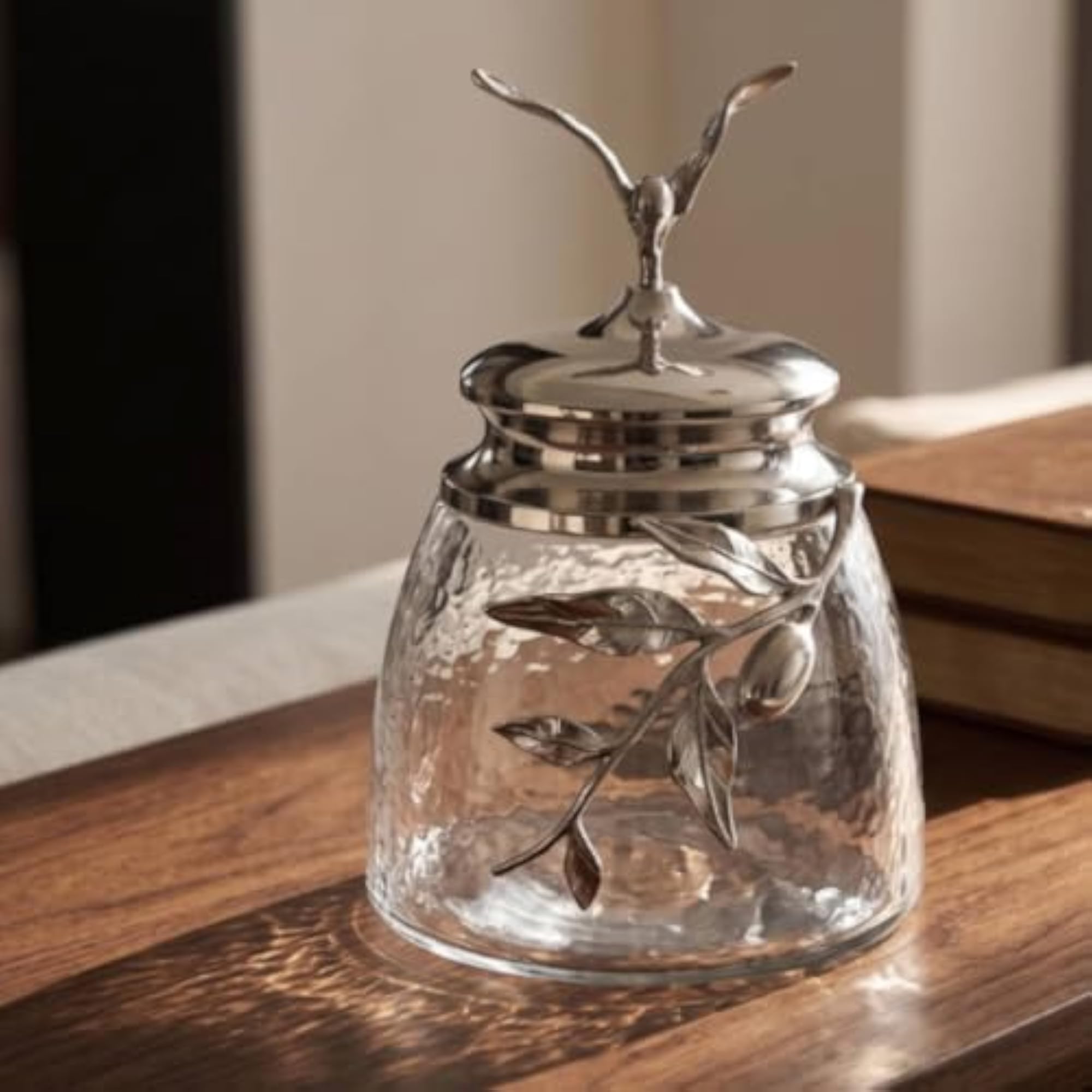 Ornamental Decorative Storage Container, Cylindrical Lidded Jar