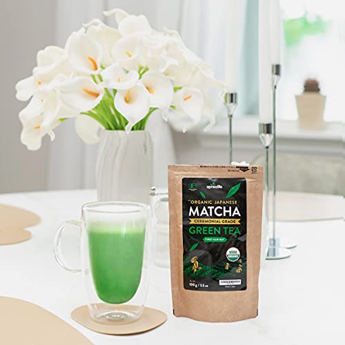 Aprika Life Ceremonial Matcha + Hojicha Green Tea Bundle - Organic Matcha Green Tea Powder 500G/1.1Lbs And Japanese Origin Roasted Green Tea Powder 100G/3.5Oz #TOP1