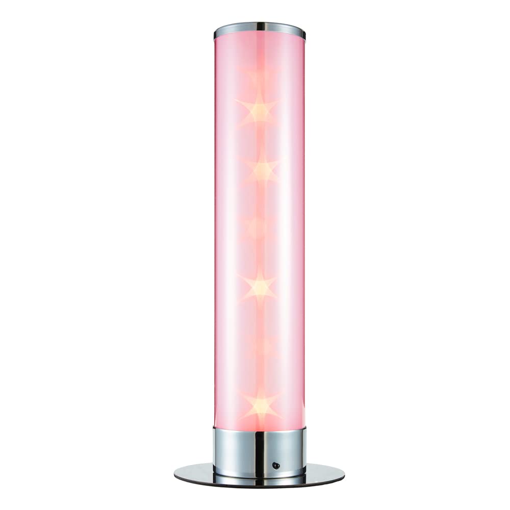 Litecraft Galaxy Glow Table Lamp Cylinder Colour Changing Led Base - Polished Chrome