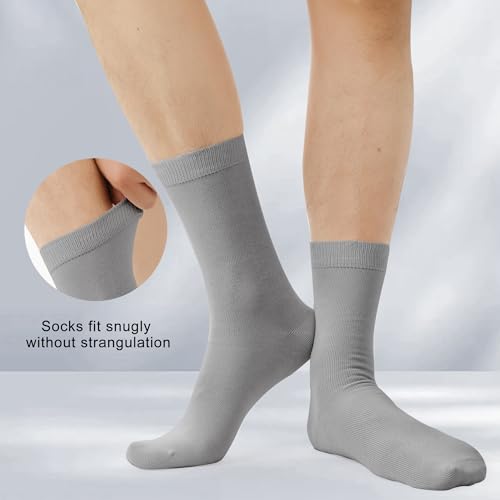 BAMBOO COOL Men's Crew Socks Bamboo Viscose Breathable Dress Socks For Men, Casual Lightweight Comfort 7 Pack4