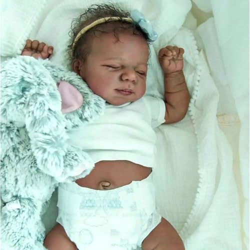 Muñeca Reborn Negra Anano 18 pulgadas con accesorios miniatura 2