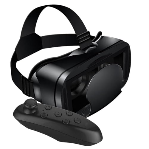 Lawnoval Adjustable VR Headset with Controller, Immersive 3D Virtual Reality Glasses 5-7 Inch Smartphones, Eye for Protection Lenses, Comfortable, ABS Material, White
