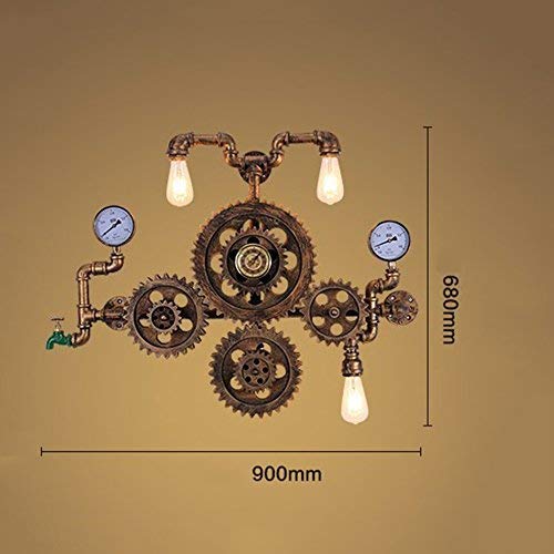 noulerd Self-Stallation Wall Lamp,Retro Dustrial Style Wall Adjustable Lampiron Rooms Bar Store Cafe Club Wall Lamp Color Brown 3 Sockets E27 Head 90 * 68Cm,#1