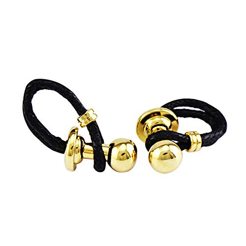 Mancuernillas para hombre KnBoB de cuero trenzado negro miniatura 1