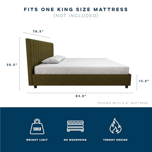 Novogratz 4193949N Brittany Upholstered Bed, King, Green - Thumbnail 3