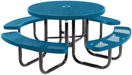 COATEDOUTDOORFURNITURE 46In Round Picnic Table, Expanded, Light Blue