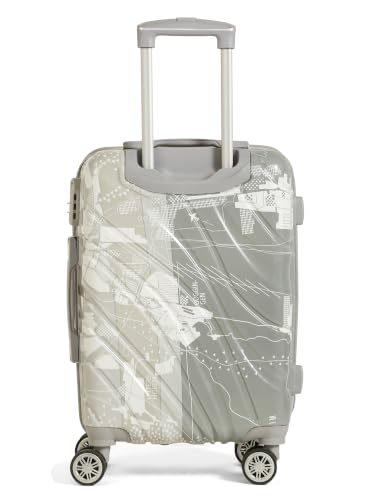 Image of Teakwood Premium Polypropylene Hard Case Printed Trolley Bag, Lightweight Unbreakable Luggage, 360 Dual Spinner Wheels, Side Combination Lock, Smooth Glide,Grey, Small