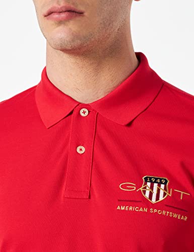 GANT ARCHIVE SHIELD SS PIQUE, Polo Uomo, Rosso (