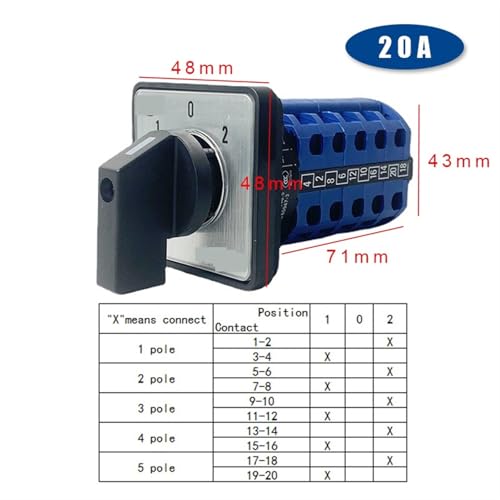 Interruptor giratorio multiposición LW26-20/5 con control de potencia de 5 polos 2