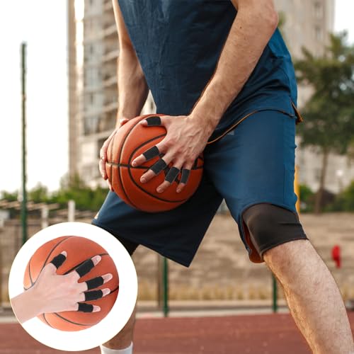 TIESOME 10 Stück Fingerschutz, Elastische Fingerschützer Fingerverband Fingerlinge für Sportverletzungen Fingerkuppenschutz für Basketball Volleyball Schlauchverband Finger zur Schmerzlinderung