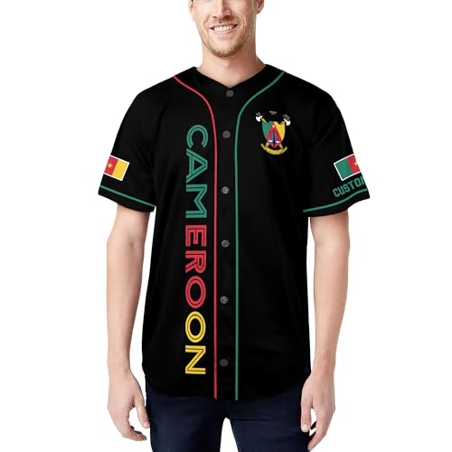 Camiseta de béisbol personalizada de Camerún para hombre, camiseta de Camerún para hombre, fútbol de Camerún, camiseta de béisbol de Camerún miniatura 2