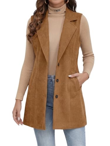 Image of IDEALSANXUN Plaid Vest for Women Fall Winter Sleeveless Blazer Jackets