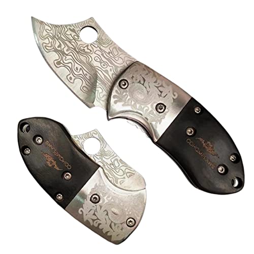 Cohomelars Small Folding Pocket Knife,Stainless Steel 1.75Inch Blade,Wood Handle,Mini Knife For Everyday Carry,Edc Knives For Women Men (Black Style 2) #TOP20