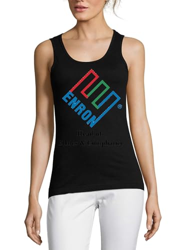 Camiseta sin mangas de algodón Enron Head of Ethics meme negro de mujer