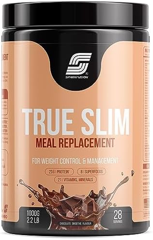 Sparkfusion True Slim Protein Powder Meal Replacement Shake | For Weight Control And Management | With 8 Ayurvedic Superfood | Sugar Free | For Men and Women (1000 g (Pack of 1), Chocolate Smoothie)
