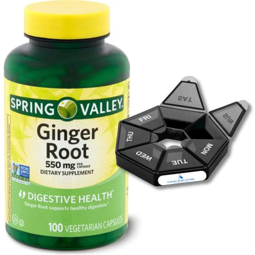 Ginger Root Capsules Spring Valley 550 Mg 100 Ct (1) Set With Fusion Shop Store Week Case (1) #TOP24