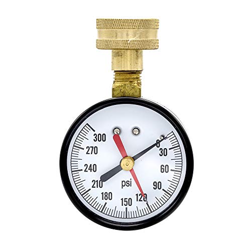 Pic Gauges Hose-Max Hose Test Gauge With Hose End Connection And Maximum Pressure Indicator 2.5 Dial Size 0/300 Psi Range #TOP20