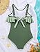 Urkierry Girls Bathing Suit Color Block One Piece Swimsuits Ruffle Swimwear Adjustable Strap Swimsuits for Girls 12-14