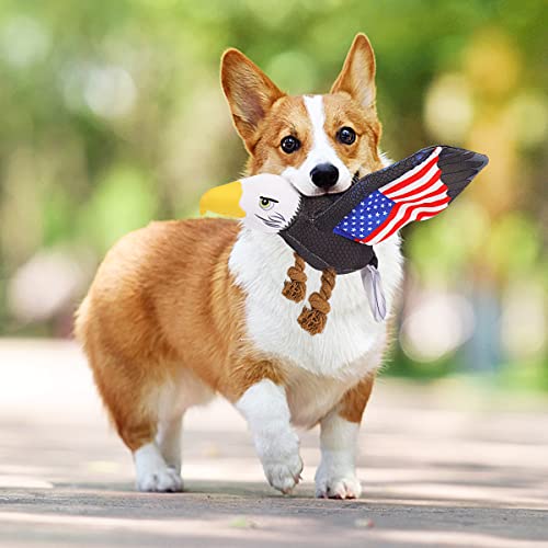 Kuddelmuddel Squeaky Crinkle Dog Plush Toy, Cute Animal With Stuffed Cotton And Rope Knot Legs, Interactive Fun Chew And Play Toy For Puppy Small Medium And Large Breed (American Eagle) #TOP4