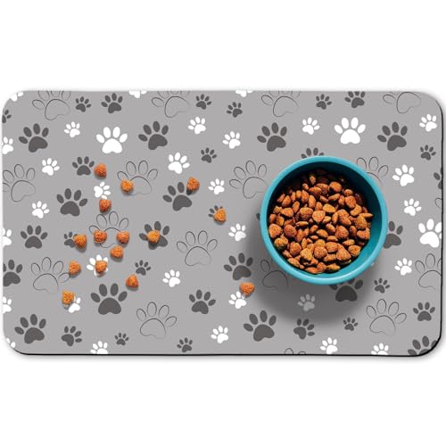 Dog Food Mat, Absorbent Water Bowl Mats Cat Pet Feeding Placemats...