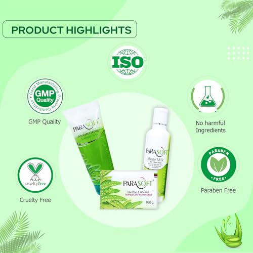 Image of Parasoft Moisturizing Face & Body Milk, Hydrating Glycerin Soap and Refreshing Shower Gel Combo with Goodness of Aloe vera for Normal to Very Dry & Sensitive Skin