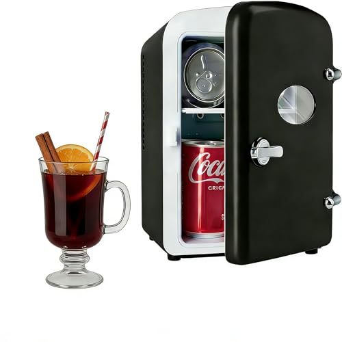 Image of Simple Deluxe 9 Can 6L Mini Fridge with Clear Observation Window, Freon-Free Portable Compact Fridge, Cooler & Warmer for Drinks, Skincare, Black