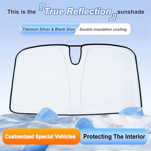 Image of Windshield Sun Shade for 2019-2022 Chevy Silverado /GMC Sierra 1500, 2020-2023 Silverado /Sierra 2500HD 3500HD Foldable Front Window Sunshade UV Heat Block Full Coverage