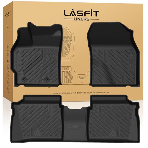 Image of LASFIT Floor Mats for Toyota Prius 2010-2011, All Weather TPE Custom Fit Easy Clean Durable No-Curling Floor Liners for Prius 2010 2011 Front & Rear 2 Row Car Mats, Black