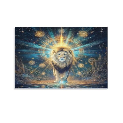 Peintures sur toile lion pour habiller un mur vide de salon 50x75cm