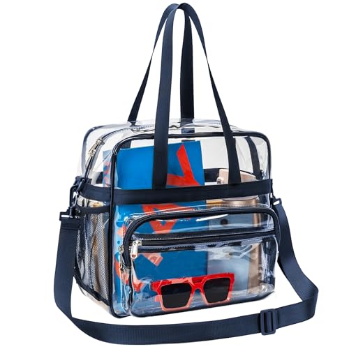 Image of Paxiland Clear Bag for Stadium Events, 12x6x12 inches Tote Bag with Detachable Reinforced Strap for Sports Concert and Work