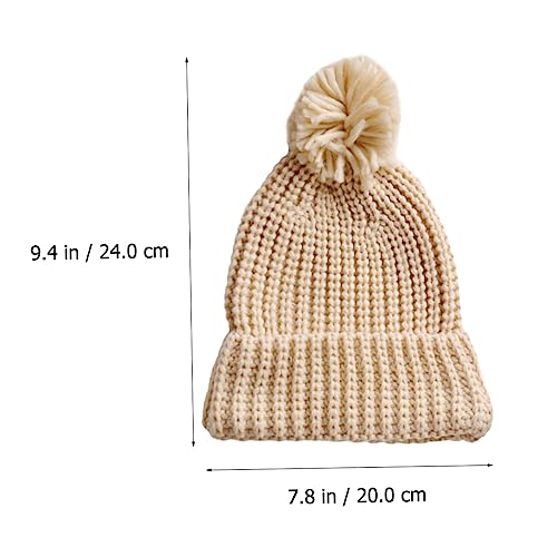Homoyoyo Thick Warm Knitted Woolen Hat for Boy Girl Cute Beanie Cap Solid Color Beige Soft and Comfortable Winter Hat for Boys and Girls Durable and Stylish Design3