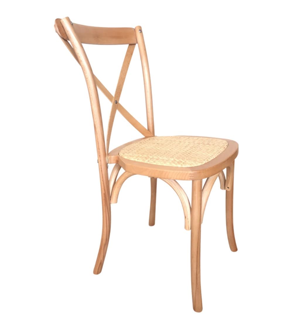 Home Heavenly® - Pack 2 apilables de Madera Piper, Silla Vintage provenzal con Asiento de ratán. (Madera Clara)