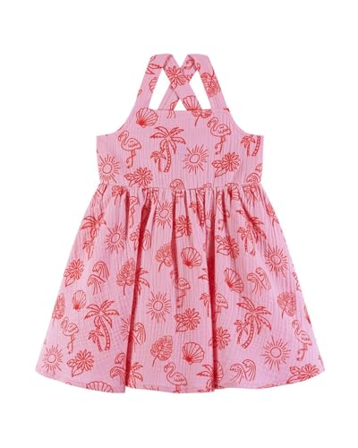 Pink Tropical Gauze Dress with Flamingos for Kids (2-6 Years) by Andy & Evan