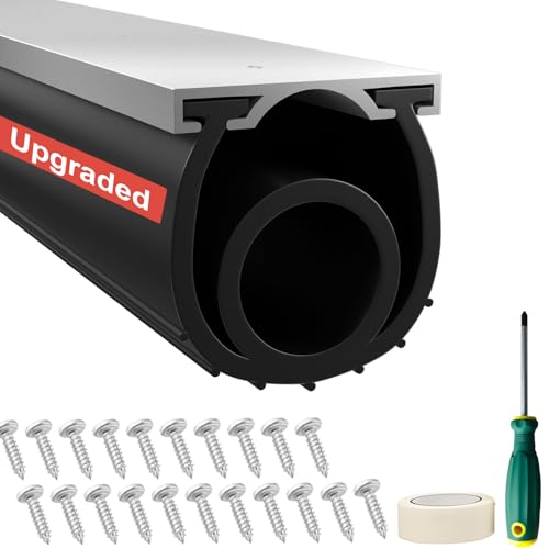 10FT & 16.5FT Garage Door Seals Bottom Rubber - Jobon Heavy Duty Universal Weatherproofing Bottom Seal Replacement with Aluminum Track Retainer Kit for Residential Commercial