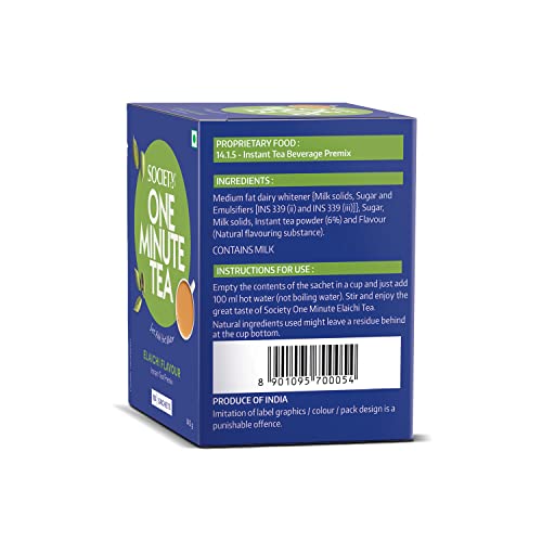 Image of Society One Minute Tea | Elaichi Flavour | Made with Cardamom | Flavoured Instant Tea | 14g X 10 Sachets (140g) | Pack of 2