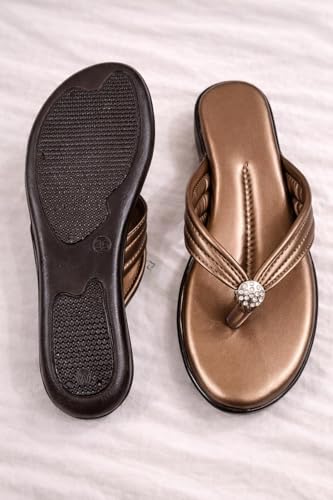 Image of Women Stylish Toe Ring Flats | Cushioned Comfort Slip-On Sandals | Anti-Slip Daily Wear| Lightweight Casual Footwear KS913