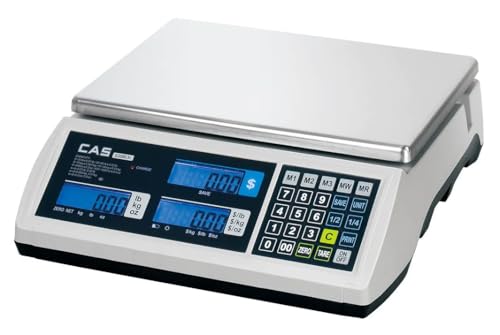 CAS S2000 Jr Electronic Price Computing Scale - 60lb Capacity Dual Range, NTEP Certified Commercial Food Scale - Features an LCD Display w/Backlight & Rechargeable Batteries - Adapter Included