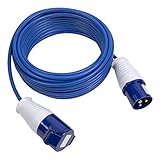 Câble d'extension équipé d'une prise 2P+E et de connecteurs de prise nominale 230 V 16 A avec capuchon de protection.