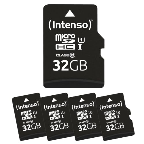 Intenso Tarjeta microSD Premium Multipack de 5 x 32 GB Micro SDHC para Smartphones, tabletas y cámaras, Impermeable, a Prueba de caídas, Rayos X, Resistente a la Temperatura, hasta 90 MB/s