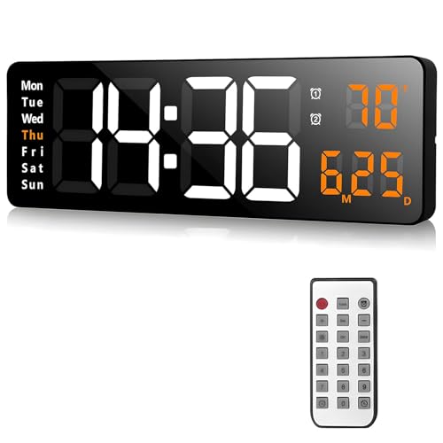 La mejor selección de Reloj Tumblr los 5 más buscados. 41 Reloj de Pared Digital de 16 Pulgadas, Reloj Led con Visualización Grande, Brillo Ajustable De 10 Niveles, con Fecha, Semana, Temperatura, Control Remoto, 12/24 Horas,...