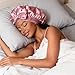 KEXINKE Hair Bonnet for Women - Blush Pink Charmeuse Sleep Bonnet with Bow, One Size Fits All Charmeuse Bonnet for Curly Natural Long Hair