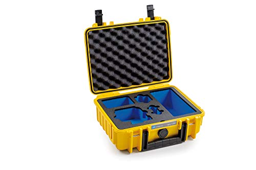 B&W Outdoor Case Hartschalenkoffer Typ 1000, Inlay für: GoPro Hero 8 und Zubehör (Hardcase Koffer IP67, wasserdicht, Innenmaß 25x17,5x9,5cm, Gelb)