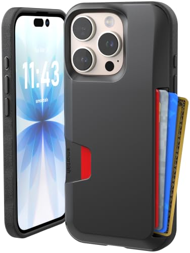 Smartish iPhone 16 Pro Wallet Case - Wallet Slayer Vol. 1 [Slim + Protective] Credit Card Holder - Drop Tested Hidden Credit Card Slot Cover for Apple iPhone 16 Pro - Black Tie Affair