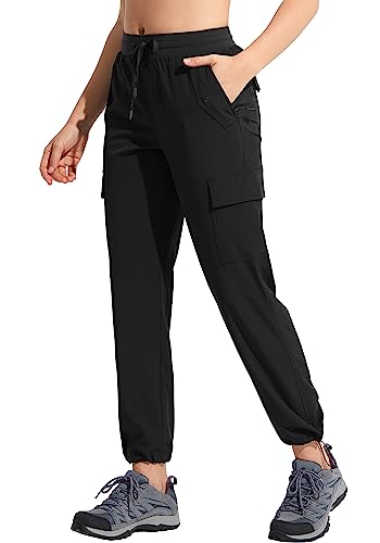 MOCOLY Pantalones Trekking Cargo Ligeros Mujer Pantalones Senderismo Impermeables Secado Rápido Pantalon Deportivos Transpirables Cómodos de Protección Solar de Verano con Cintura Elástica